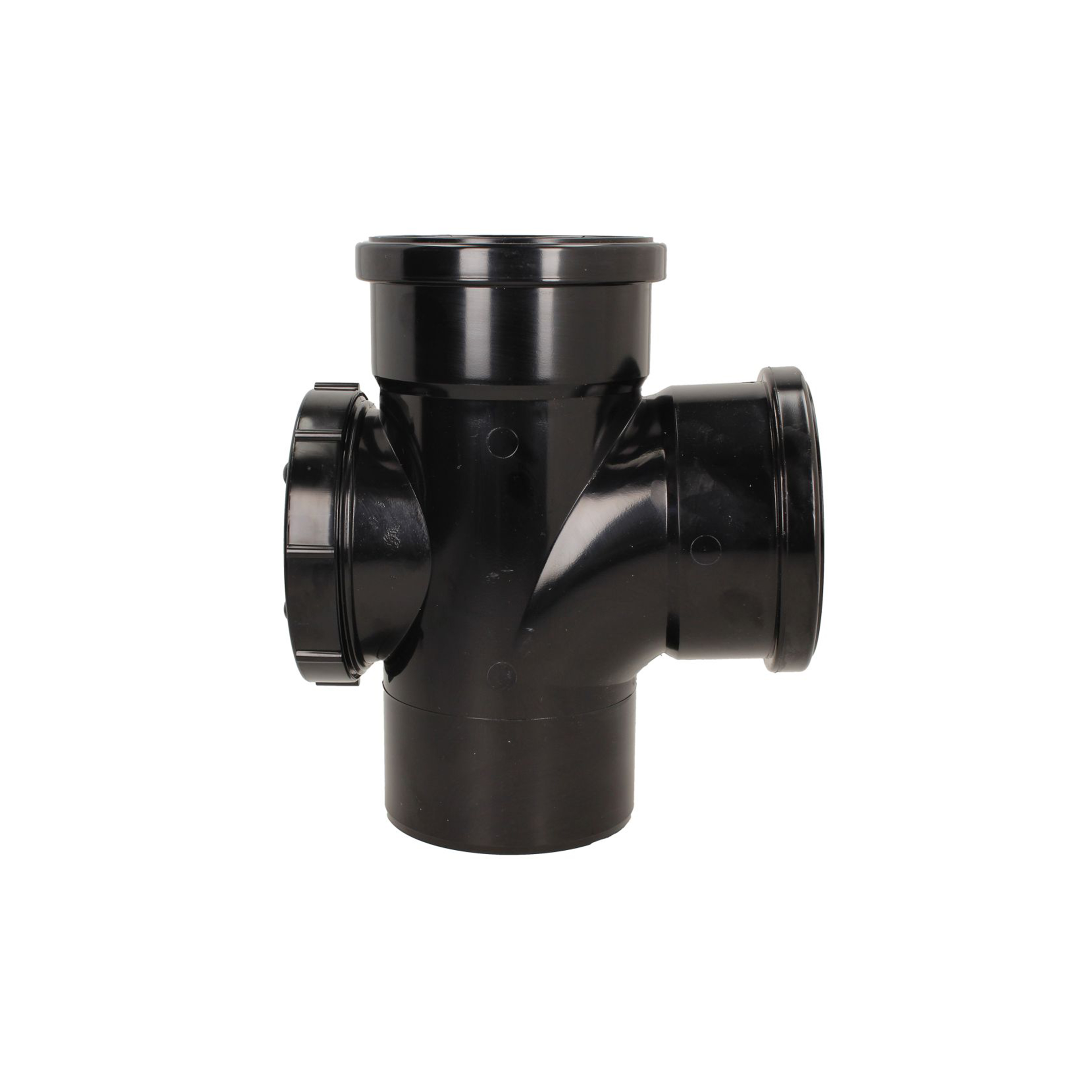 Ring Seal Pushfit Soil Double Socket Swept Tee with Door – Black